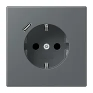 Jung LC 1520-18 C 202 Wandcontactdoos met randaarde 16A 250V en USB-laadcontactdoos 1x type C LS 990 gris foncé 31 (32010)