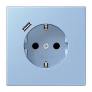 Jung LC 1520-18 C 207 Wandcontactdoos met randaarde 16A 250V en USB-laadcontactdoos 1x type C LS 990 outremer moyen (32021