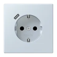 Jung LC 1520-18 C 209 Wandcontactdoos met randaarde 16A 250V en USB-laadcontactdoos 1x type C LS 990 outremer pâle (32023)
