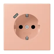 Jung LC 1520-18C 231 Wandcontactdoos met randaarde 16A 250V en USB-laadcontactdoos 1x type C rose clair (32102) 