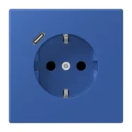 Jung LC 1520-18C 253 Wandcontactdoos met randaarde 16A 250V en USB-laadcontactdoos 1x type C bleu outremer 59 (4320K)