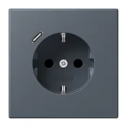 Jung LC 1520-18C 262 Wandcontactdoos met randaarde 16A 250V en USB-laadcontactdoos 1x type C LS 990 gris foncé 59 (4320U)