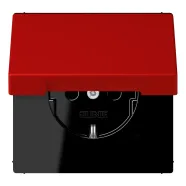 Jung LC 1520 NBFKL 227 Wandcontactdoos met randaarde 16A 250V klapdeksel LS 990 rouge vermillon 31 (32090)