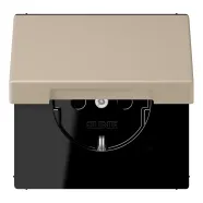 Jung LC 1520 NBFKL 243 Wandcontactdoos met randaarde 16A 250V klapdeksel LS 990 ombre naturelle claire (32142)