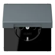 Jung LC 1520 NBFKL 251 Wandcontactdoos met randaarde 16A 250V klapdeksel LS 990 gris 59 (4320H)