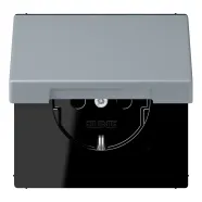 Jung LC 1520 NBFKL 257 Wandcontactdoos met randaarde 16A 250V klapdeksel LS 990 gris clair 59 (4320O)