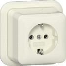 Gira 444010 Opbouw Wandcontactdoos met randaarde 16 A 250 V~ met bodemplaat en K/P-25 adapter Crème wit