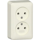 Gira 479112 Opbouw Dubbele wandcontactdoos zonder randaarde 2-polig 16 A 250 V~ met montageplaat Crème wit