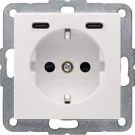 Berker 48158982 S.1/B.3/B.7 Wandcontactdoos met randaarde en steekklemen en 2x USB C Wit glanzend