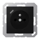 Jung A 1520 F-18 C SWM Wandcontactdoos Frans/Belgisch systeem en USB-laadcontactdoos type C Grafietzwart mat (België)