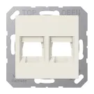 Jung A 1569-2 WE Afdekking (klikbevestiging) voor modular jack 2-voudig, UMA-CAT6A Radiall, Panduit, Assmann, AS range Wit