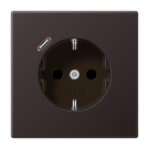 Jung LS AL 1520-18 C D Wandcontactdoos en USB-laadcontactdoos type C Dark gelakt