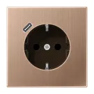 Jung BRG 1520-18 C Wandcontactdoos met randaarde Safety Plus en USB-laadcontactdoos 1x type C LS range Geborsteld brons