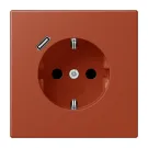Jung LC 1520-18C 232 Wandcontactdoos met randaarde 16A 250V en USB-laadcontactdoos 1x type C l'ocre rouge (32110)