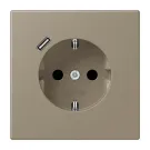 Jung LC 1520-18C 242 Wandcontactdoos met randaarde 16A 250V en USB-laadcontactdoos 1x type C ombre naturelle moyenne (32141)