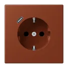 Jung LC 1520-18C 247 Wandcontactdoos met randaarde 16A 250V en USB-laadcontactdoos 1x type C terre sienne brûlée 59 (4320D)