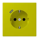 Jung LC 1520-18C 249 Wandcontactdoos met randaarde 16A 250V en USB-laadcontactdoos 1x type C vert olive vif (4320F)