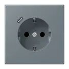 Jung LC 1520-18C 251 Wandcontactdoos met randaarde 16A 250V en USB-laadcontactdoos 1x type C gris 59