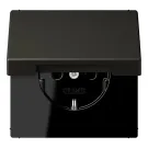 Jung LC 1520 NBFKL 259 Wandcontactdoos met randaarde 16A 250V klapdeksel LS 990 ombre naturelle 59 (4320R)
