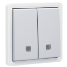 Niko 700-35105 Spuitwaterdichte, verlichtbare dubbele drukknop 10 A/250 Vac met 2 N.O.- of N.G.-contacten met insteekklemmen Grijs 