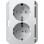 Gira 273103 Systeem 55 Dubbele wandcontactdoos met randaarde 16A 250V met verhoogde aanraakbeveiliging (Safety Plus) voor inbouwdoos enkelvoudig Zuiver wit glanzend