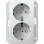 Gira 273503 Systeem 55 Dubbele wandcontactdoos met randaarde 16A 250V met verhoogde aanraakbeveiliging (Safety Plus) voor inbouwdoos 1,5 voudig Zuiver wit glanzend