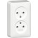 Gira 479114 Opbouw Tweevoudige wandcontactdoos zonder randaarde 2-polig 16 A 250 V~ met montageplaat Zuiver wit 