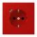 Jung LC 1520-18C 227 Wandcontactdoos met randaarde 16A 250V en USB-laadcontactdoos 1x type C rouge vermillon 31 (32090)